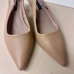 French Connection Pointed Slingback Flats in Beige